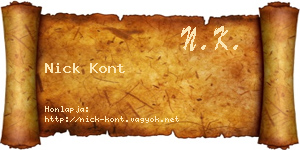 Nick Kont névjegykártya